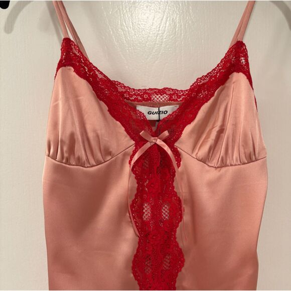 Danielle Guizio Blair Top Sleeveless Lace Trim Silky Tank Cami Pink Small - Picture 4 of 12
